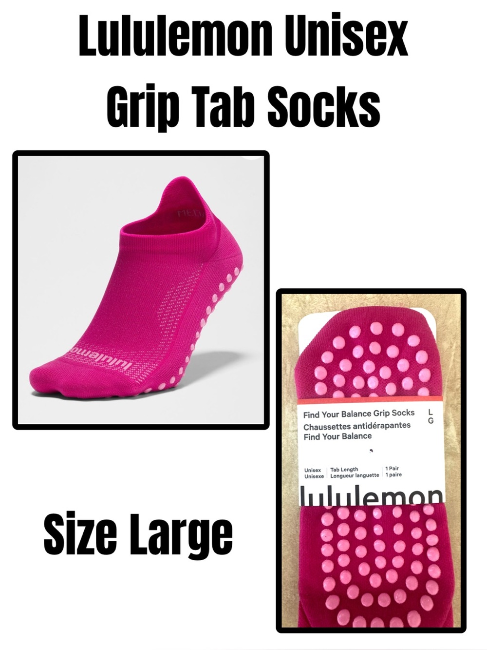 Lululemon Unisex Grip Tab Socks